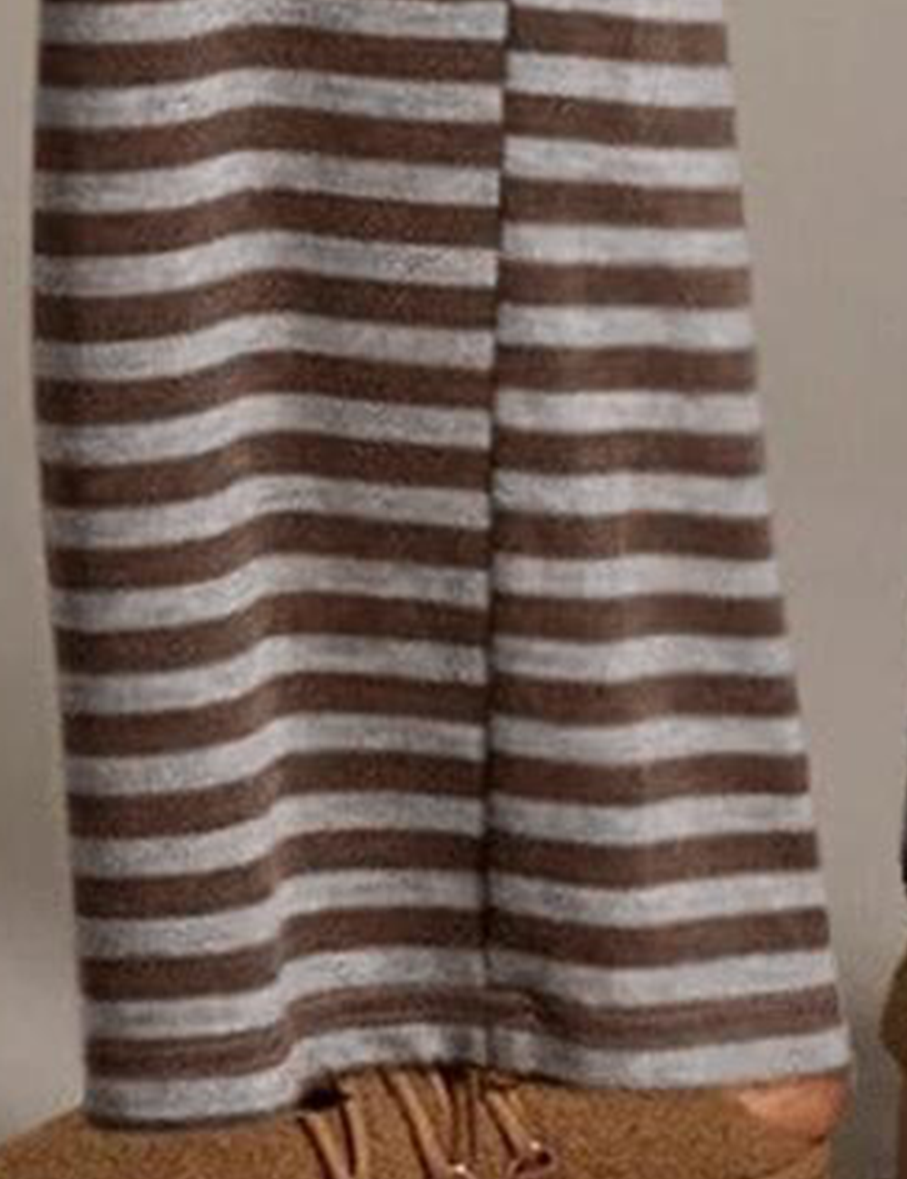 Ladies Striped Drawstring Elastic Waist Wide Leg Pants