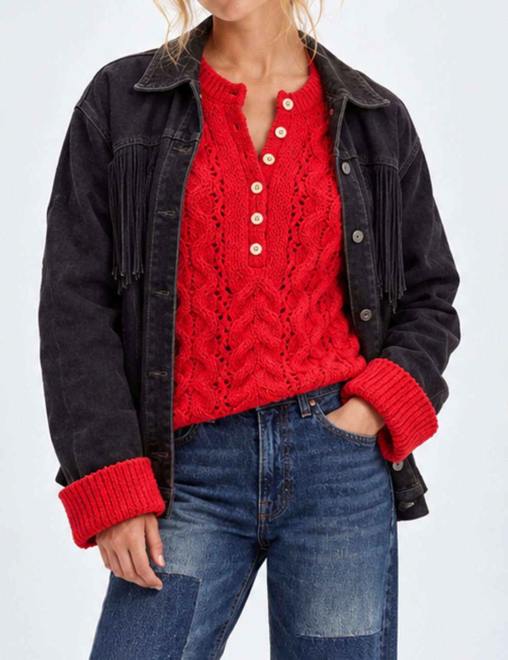 Ladies Cable Knit Long Sleeves Sweater
