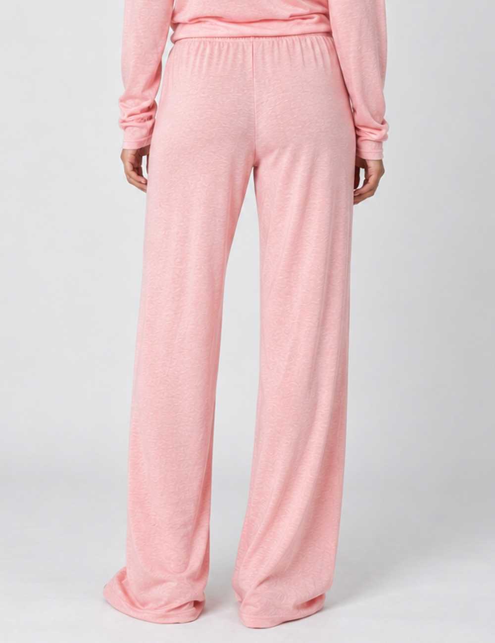 Ladies Drawstring Sheer Through Solid Color Wide Leg Pants