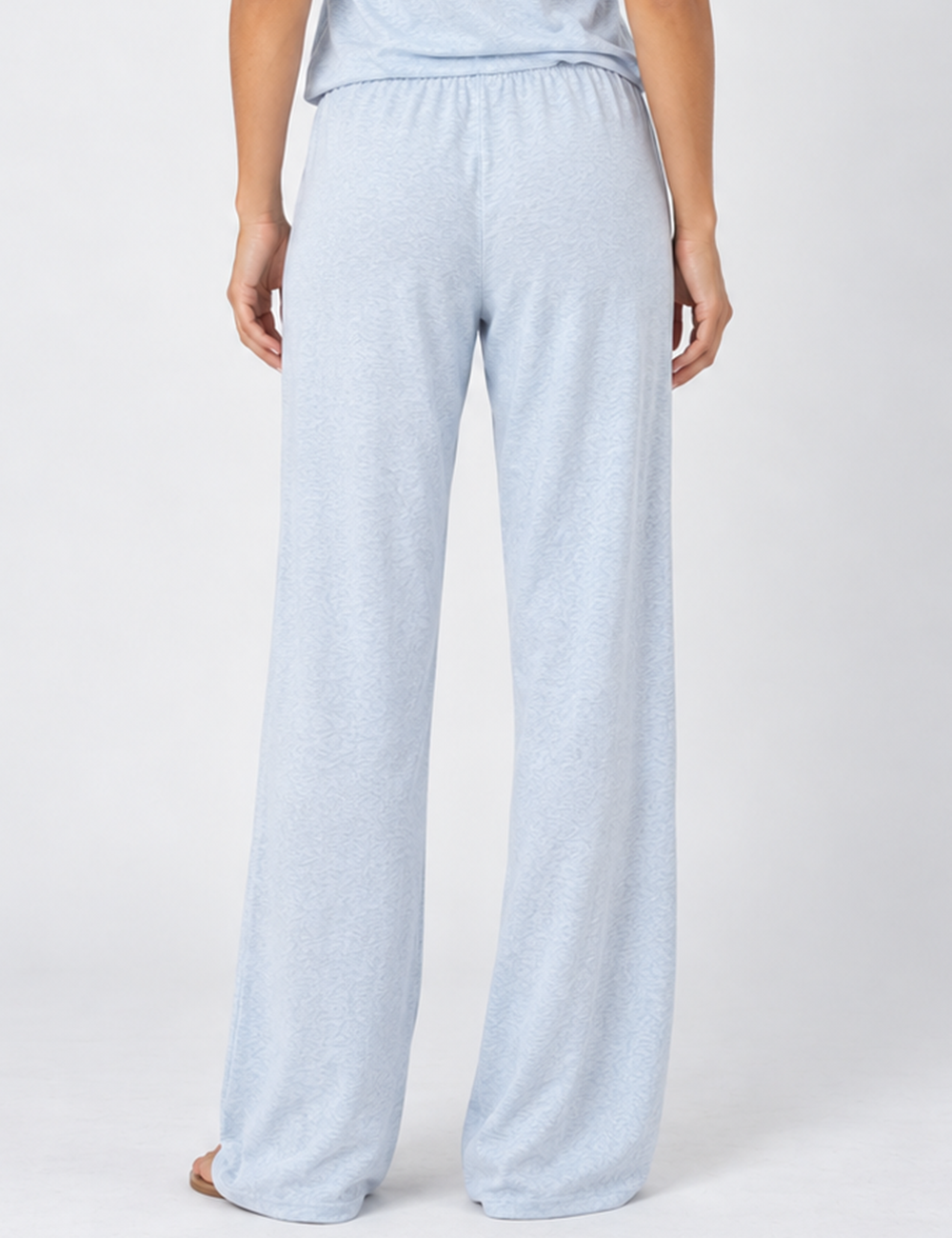 Ladies Drawstring Sheer Through Solid Color Wide Leg Pants
