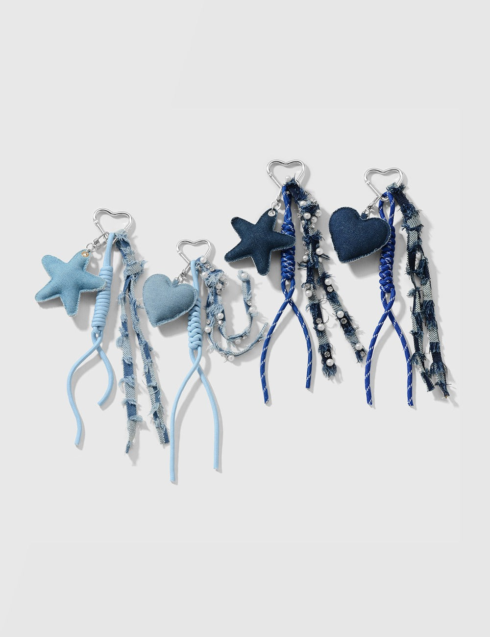 Denim Star Heart Keychain