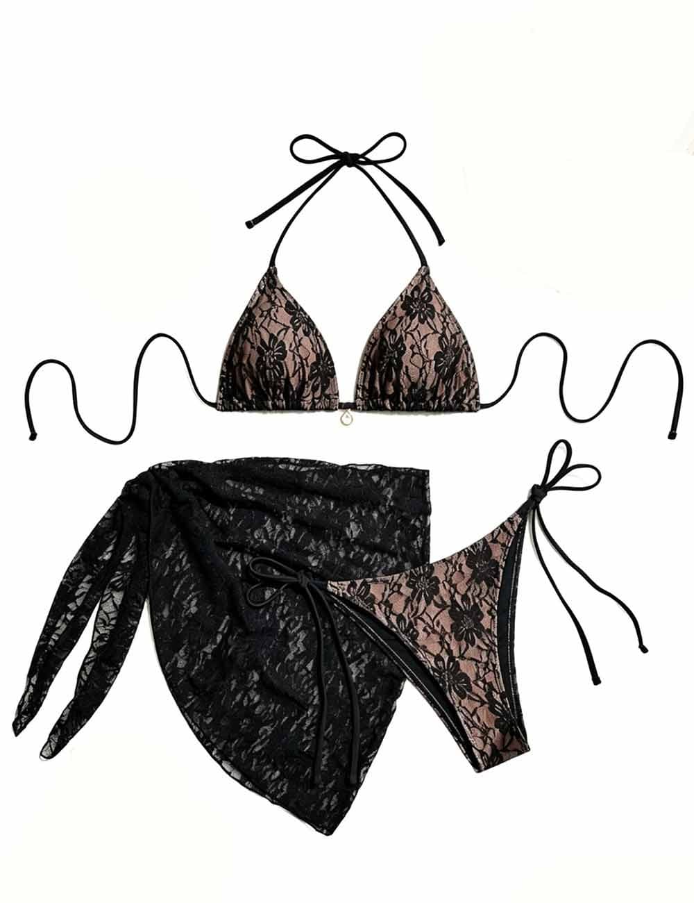Ladies Floral Lace Mesh Triang - Sweetkama Wholesale - #0407