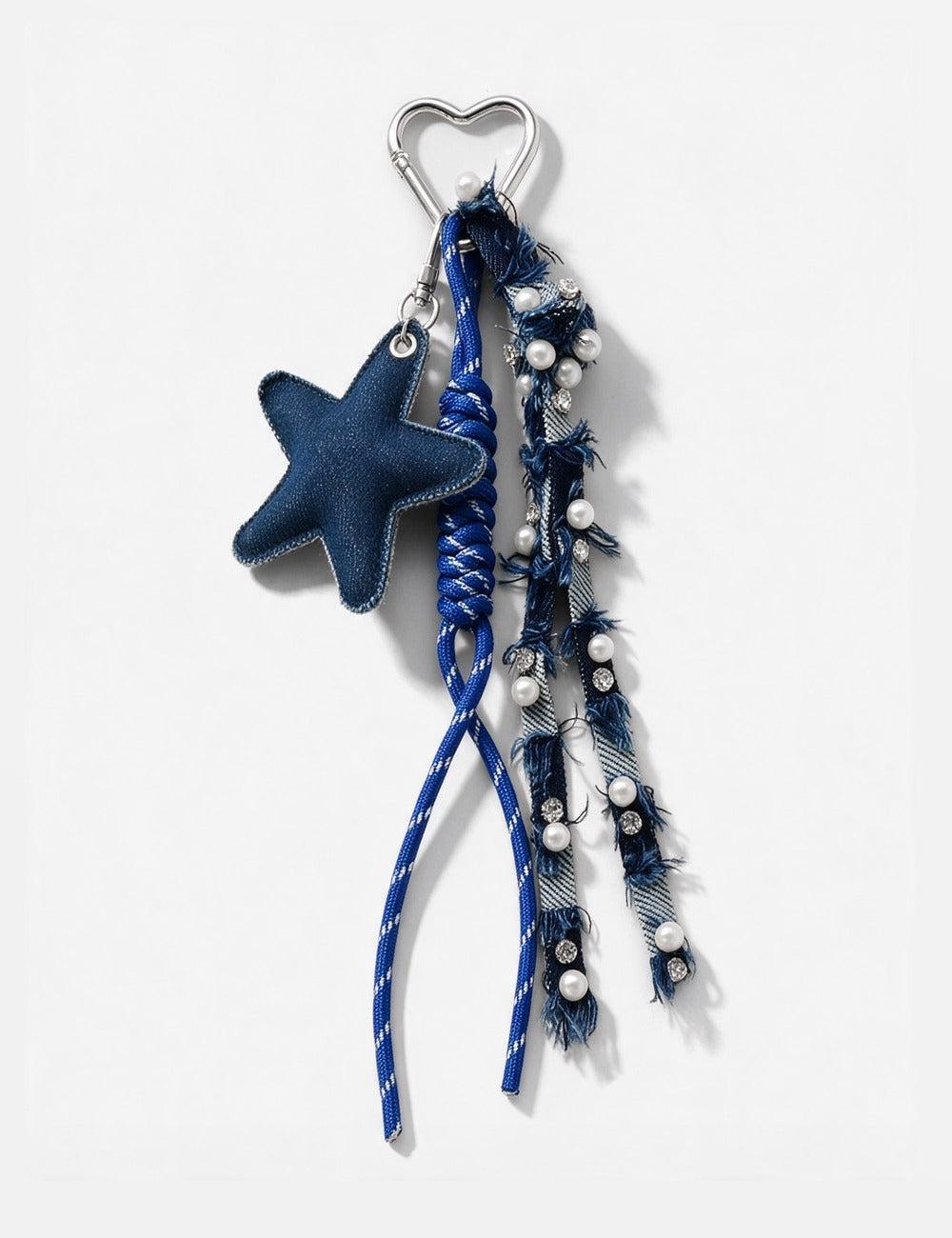 Denim Star Heart Keychain