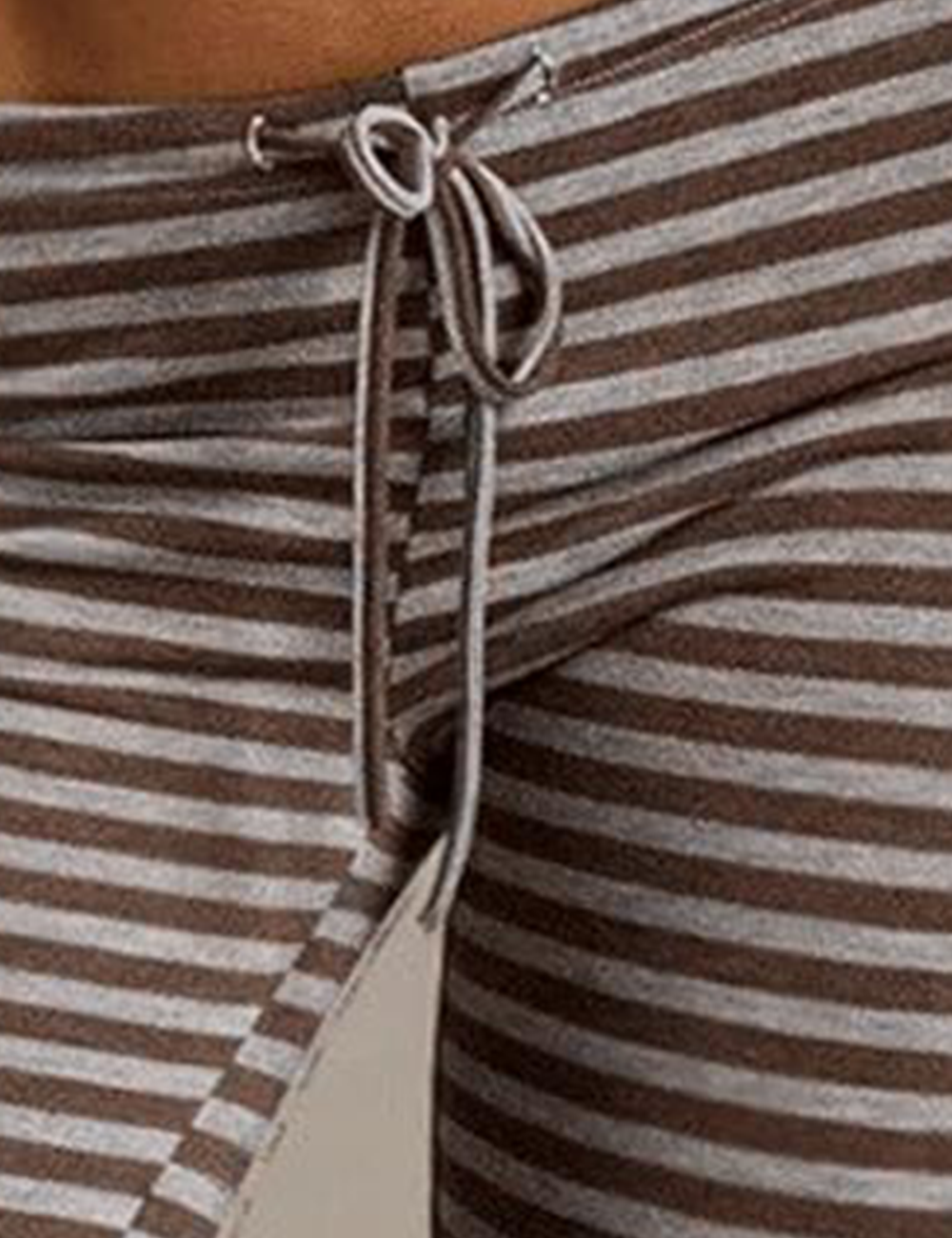 Ladies Striped Drawstring Elastic Waist Wide Leg Pants
