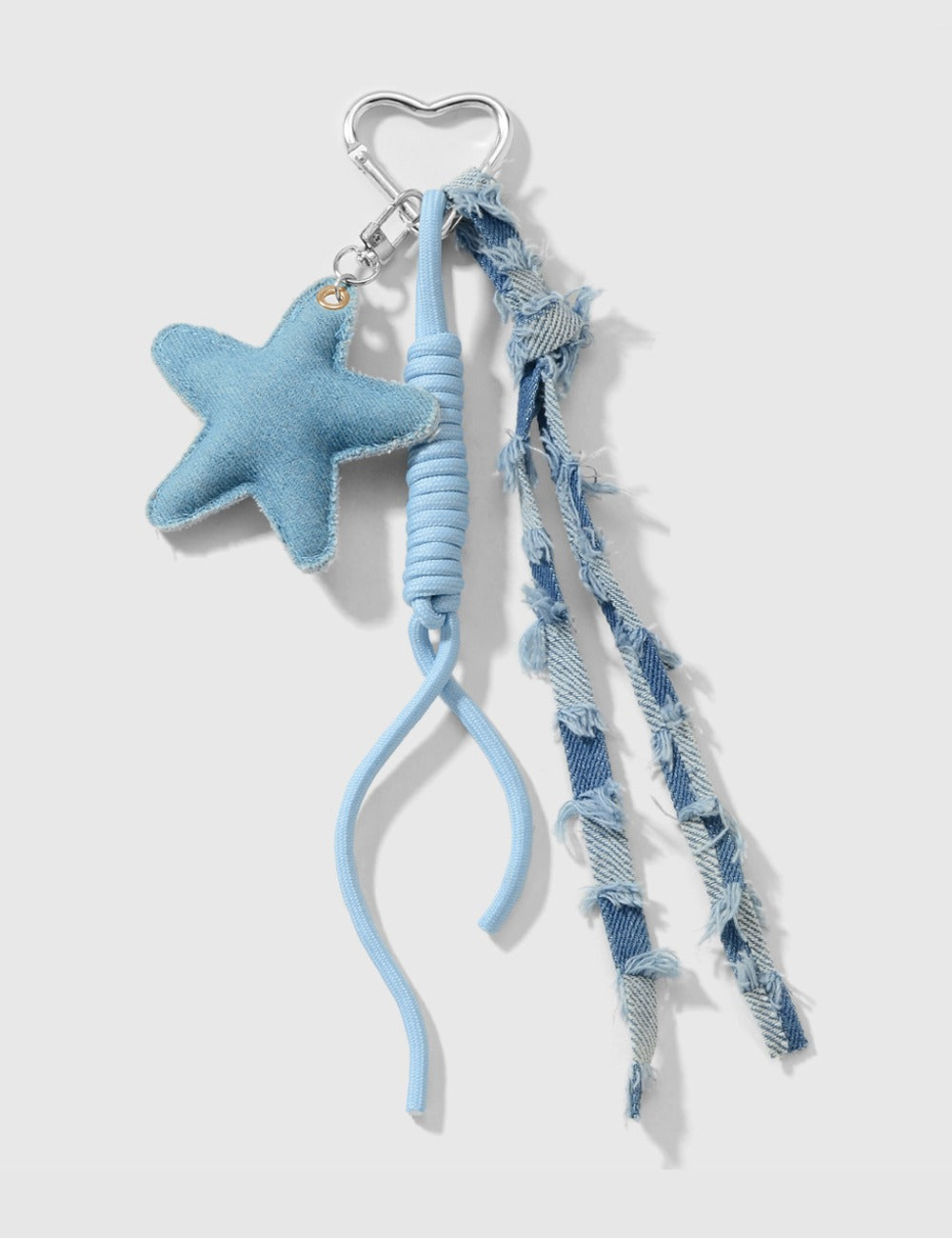 Denim Star Heart Keychain