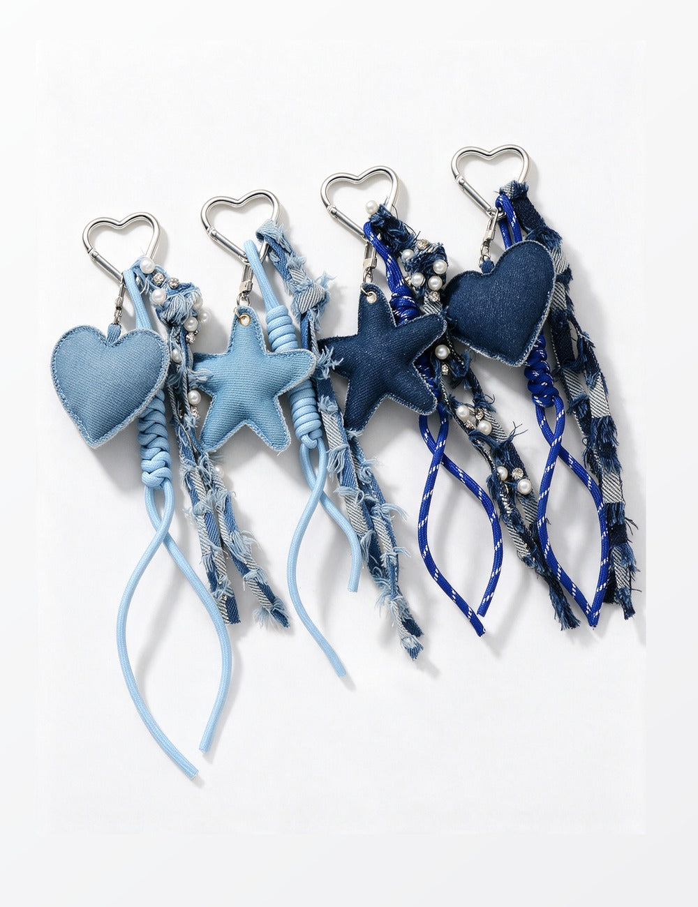 Denim Star Heart Keychain