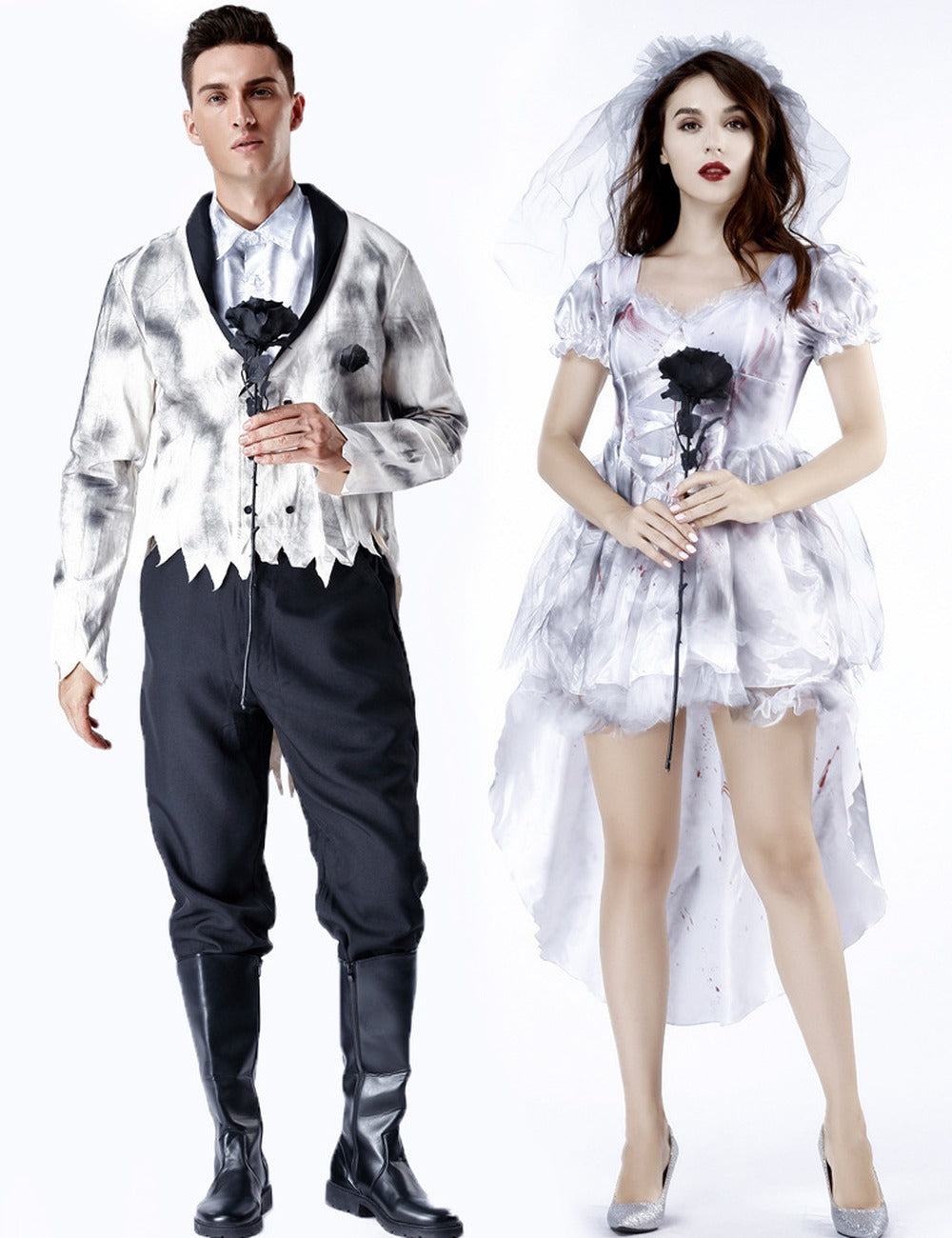Adult Zombie Bride Groom Costume