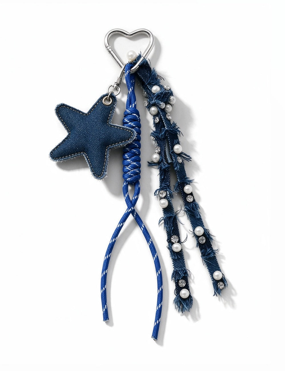Denim Star Heart Keychain